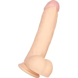 Naturdildo mit Hoden und Saugfuß, 20 cm, natur-hell