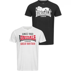 Lonsdale Herren T-Shirt normale Passform Doppelpack COLLESSIE