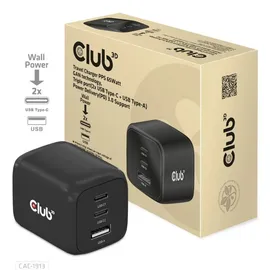 Club 3D Reise Ladegerät PPS 65W GAN, USB Typ-C/Typ-A Power Delivery (PD) 3.0