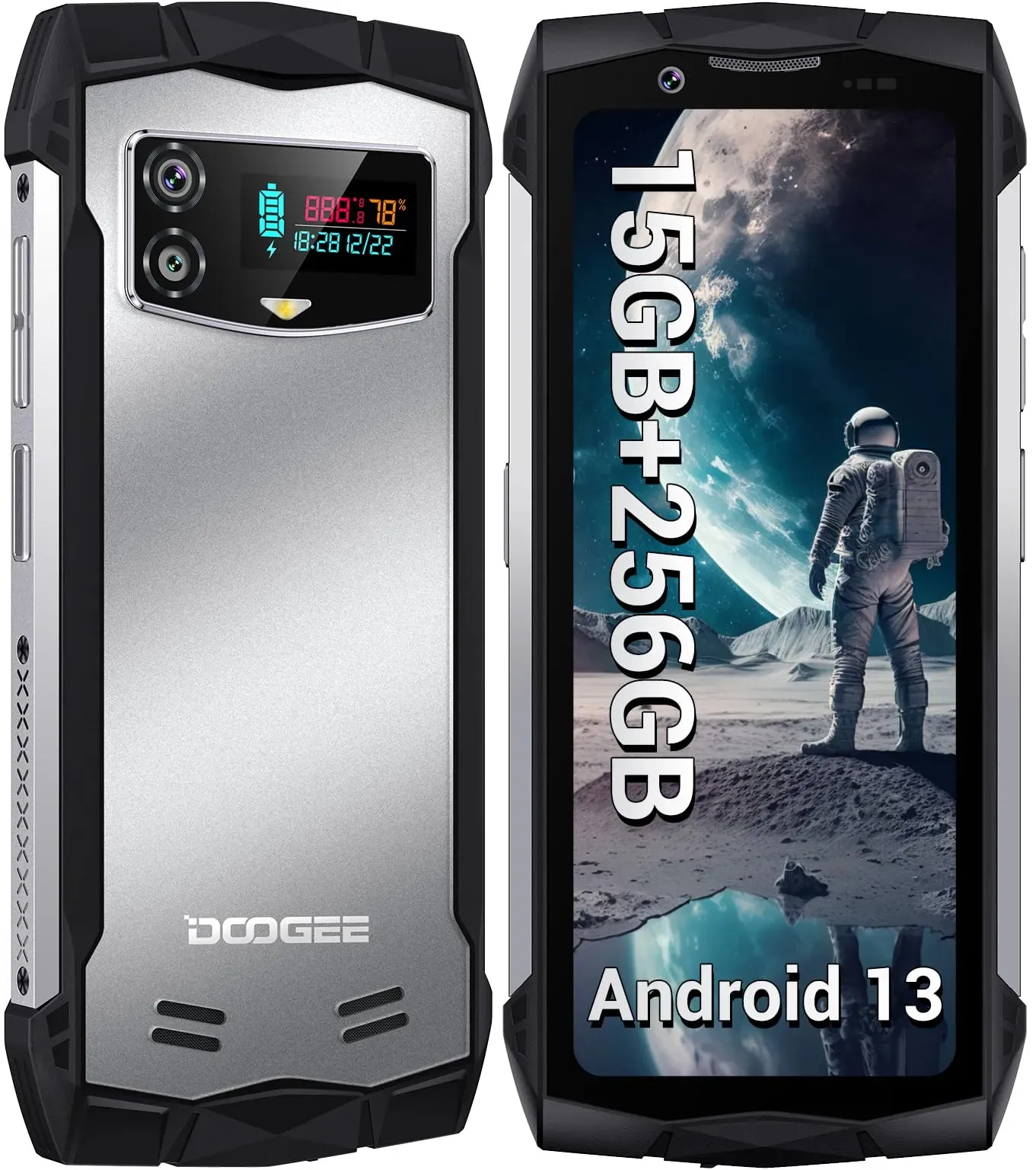 DOOGEE Smini Outdoor Smartphone Android 13, Helio G99 15GB RAM + 256GB ROM (TF 2TB), Mini Outdoor Handy Ohne Vertrag, 4.5'' QHD+, 50MP + 8MP, 3000mAh Baustellenhandy, IP68/69K/Dual 4G SIM/NFC/OTG/GPS