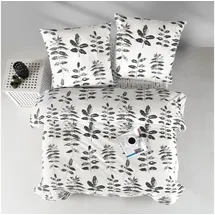 ZIRVEHOME Hafsa Blattmuster Weiß 200 x 200 cm + 80 x 80 cm