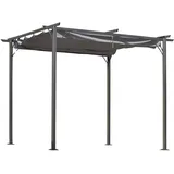 Outsunny Pergola Wasserdichter Pavillon 3 x 3 m Terrassenüberdachung mit Schiebedach, UV-Schutz für Garten Metall Schwarz+Grau