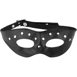 Offene Leder-Augenmaske mit Nieten, schwarz