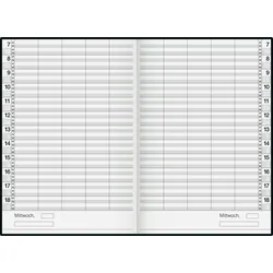 Rido Buchkalender Ultraplan, 1 Tag auf 2 Seiten,  schwarz, Maße: 19 x 27,5 cm, 864 Seiten, immerwährendes Kalendarium