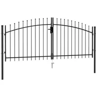vidaXL Zauntor Doppelflügel mit Speerspitzen Stahl 3 x 1,25 m schwarz