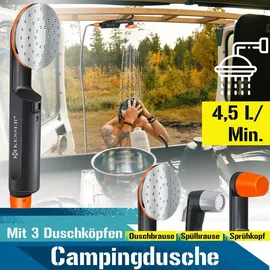Kesser KESSER® Campingdusche mit Akku Tauchpumpe Handbrause 2x 2200mAh-Lithium-Akku, USB-Ladekabel für Camping Garten - Outdoor Hundedusche ,...