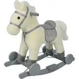 Chipolino Schaukelpferd Sound, Räder, sattelförmiger Sitz, Holzgriffe Plüsch beige