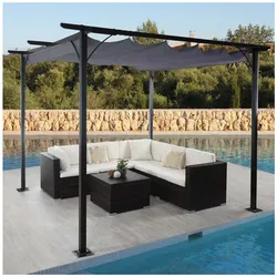 Pergola MCW-C42, Garten Pavillon, stabiles 6cm-Gestell + Schiebedach ~ 3x3m grau