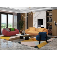 JVmoebel Sofa Luxuriöse Sofagarnitur Textil Polster Couchen Sofa Wohnzimmer 3+2 Set, Made in Europe gelb|rot