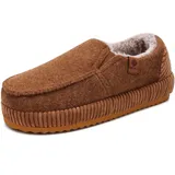 ONCAI Hauschuhe Herren Pantoffeln Wärme Streifen Baumwolle-mischung Slipper Komfort Yoga-Matte Filz geschlossene Slippers Cord Indoor Outdoor rutschfester Gummisohle Filz Khaki Größe 47 - 47 EU