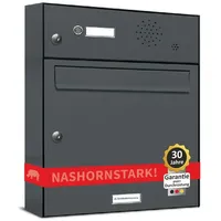 AL Briefkastensysteme 1er Premium Briefkasten Anthrazit inkl. Zeitungsfach
