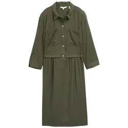TOM TAILOR Damen Blusenkleid im Utility-Look, grün, Uni, Gr. 36