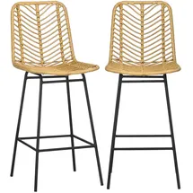 Homcom Barhocker Rattan gelb 2er Set
