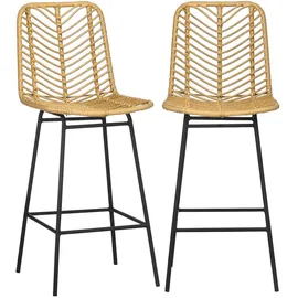 Homcom Barhocker Rattan gelb 2er Set