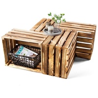 GrandBox Holz-Kiste 50 x 40 x 30 cm geflammt 4er Set