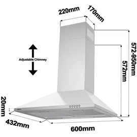 Ciarra CAS6201A Wandhaube 60 cm Silber