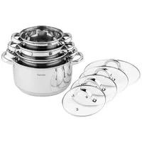 8 Teilig Edelstahl Induktion Topfset Topf Töpfe Kochtopf Glasdeckel Kochtopfset