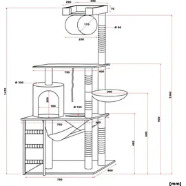 Wiltec Kratzbaum 141 cm beige/weiß
