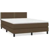 vidaXL Boxspringbett mit Matratze Dunkelbraun 140x200 cm Stoff