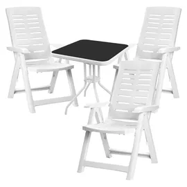 Mojawo 4-teilige Bistro Sitzgarnitur mit Kunststoff Klappstühlen