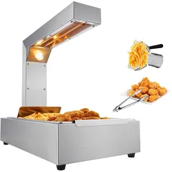 VEVOR 750 W Wärmebrücke Speisenwärmer 605 x 343 x 555 mm Pommes Frittenwanne, One-Touch-Bedienung Warmhaltegerät Elektro Pommes-Wärmer mit Lebensmittelclip Max. 50 °C Cafeteria, Snackbar usw.