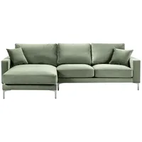 JV Möbel Salbeigrün Ecksofa Stoff Design Couchen Polster Sofa Sofas Neu Grün Wohnzimmer