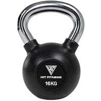Hit Fitness Unisex-Adult Kettlebell with Handle | 16kg, Black & Chrome, 19 x 19 x 28 cm