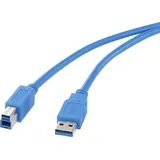 Renkforce USB-Kabel USB 3.2 Gen1 (USB 3.0 / USB 3.1 Gen1) USB-A Stecker, USB-B Stecker 0.50 m Blau vergoldete Steckkontakte