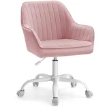 Songmics Bürostuhl Samtbezug Pastellrosa