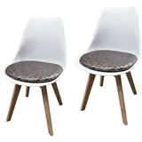 Hti-Living Esszimmerstuhl Kunstleder braun/weiß 2er Set