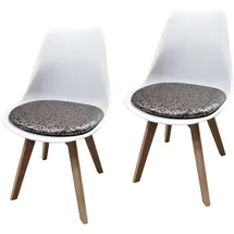 Hti-Living Esszimmerstuhl Kunstleder braun/weiß 2er Set
