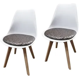 Hti-Living Esszimmerstuhl Kunstleder braun/weiß 2er Set