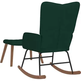 vidaXL Schaukelstuhl Modell 1 Samt 75 x 100 x 80 cm Dunkelgrün mit Hocker
