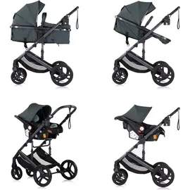 Chipolino Kinderwagen 3 in 1 Amore Babyschale Adapter Wickeltasche Fußabdeckung tuerkis