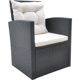 vidaXL Garten-Essgruppe mit Auflagen Polyrattan 6-tlg. schwarz