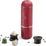 Tragbare elektrische Kaffeemaschine, kompatibel mit NS-Pads und gemahlenem Kaffee, 19 Bar, 100 W, kabellose Heizung, Reise-Espressomaschine fuer un... - Rot
