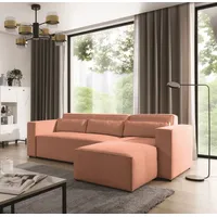 Fun Möbel Ecksofa Schlafsofa WALDO Stoff Brooklyn Coral Ottomane Rechts - Rosa