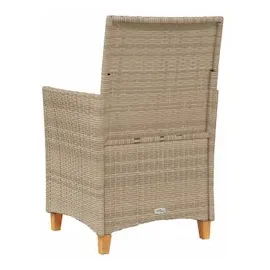 vidaXL Gartenstühle mit Kissen 2 Stk. Beige Poly Rattan Massivholz