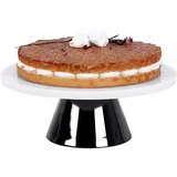 Echtwerk Tortenplatte aus Marmor, mit Standfuß, zum Servieren von Speisen, Obst, Käse und Desserts, für Party oder Hochzeit, Black-Edition, Ø 30 cm