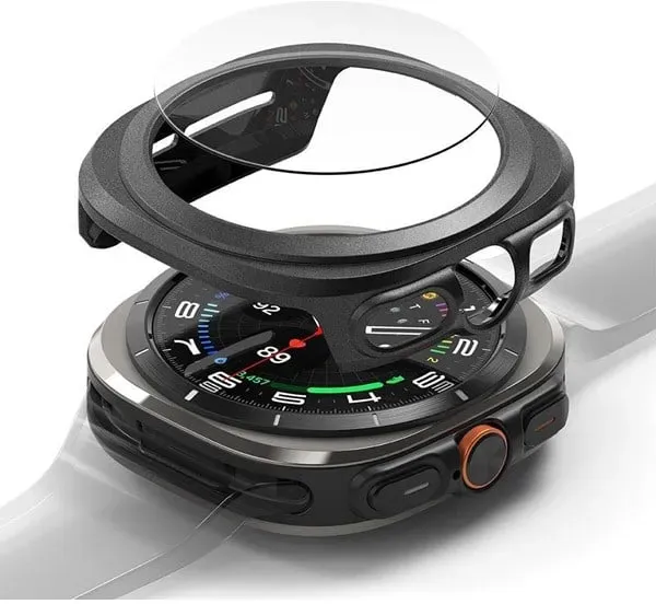 Slim & Tempered Glass Case+Glass Set for Samsung Galaxy Watch Ultra 47mm - Black