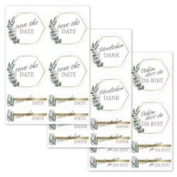 Aufkleber für Hochzeit "Eukalyptus" (Set mit 80 Aufklebern in