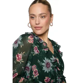 Zero Maxikleid Blumen Dunkelgrün/Pink 40