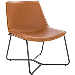 SVITA RON Loungesessel Cocktailsessel Clubsessel ohne Armlehnen Metall-Gestell Leder-Optik Cognac