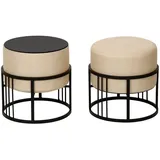 [en.casa] Hocker Tas 38 x 38 x 38 cm Beige