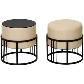 [en.casa] Hocker Tas 38 x 38 x 38 cm Beige