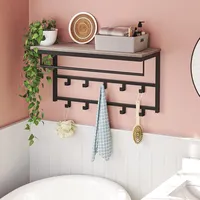 HOOBRO Wandgarderobe mit Ablage 80 x 30 x 42 cm Greige-Schwarz