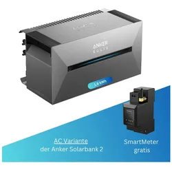 AC Variante Anker Solix Solarbank 2 AC – nachrüst Speicher für bestehende Balkonkraftwerke – 1,6 kWh – bis zu sechs Solarmodule – Echtzeitüberwachung per App - Steuerungseinheit integriert – gratis SmartMeter