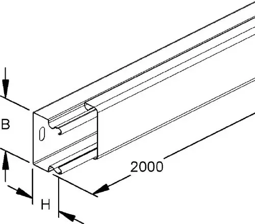 NiedaxMini-Leitungsschutzkanal 16 x 30 mm, Länge 2m, Stahl verzinkt, cremeweiß