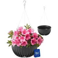 Konzept Blumenampel hängend außen und innen in Schwarz, Blumentopf