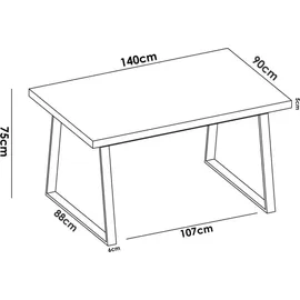 Dmora Campello 140 x 75 x 90 cm Nodi-Eiche braun